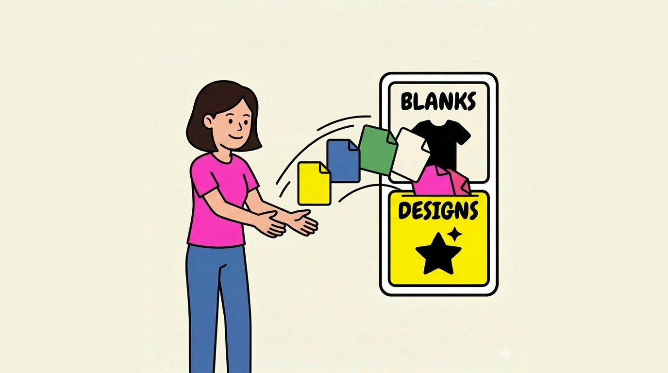 Step 1: Drop your blanks and designs